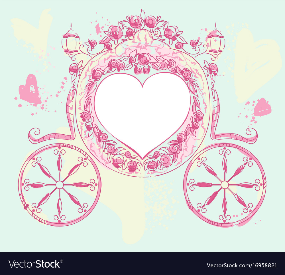 Wedding carriage heart shaped decorated with roses