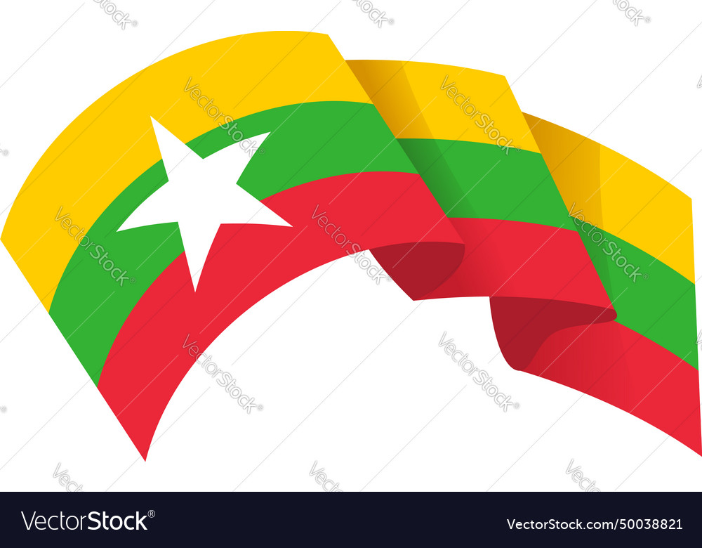 Wind flag myanmar icon cartoon culture day Vector Image