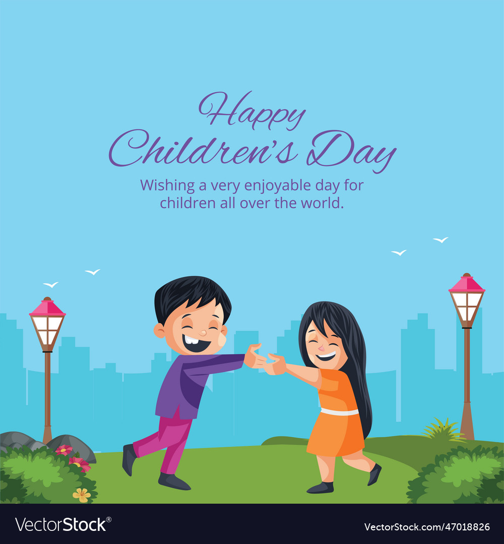 Beautiful happy children day banner design Vector Image