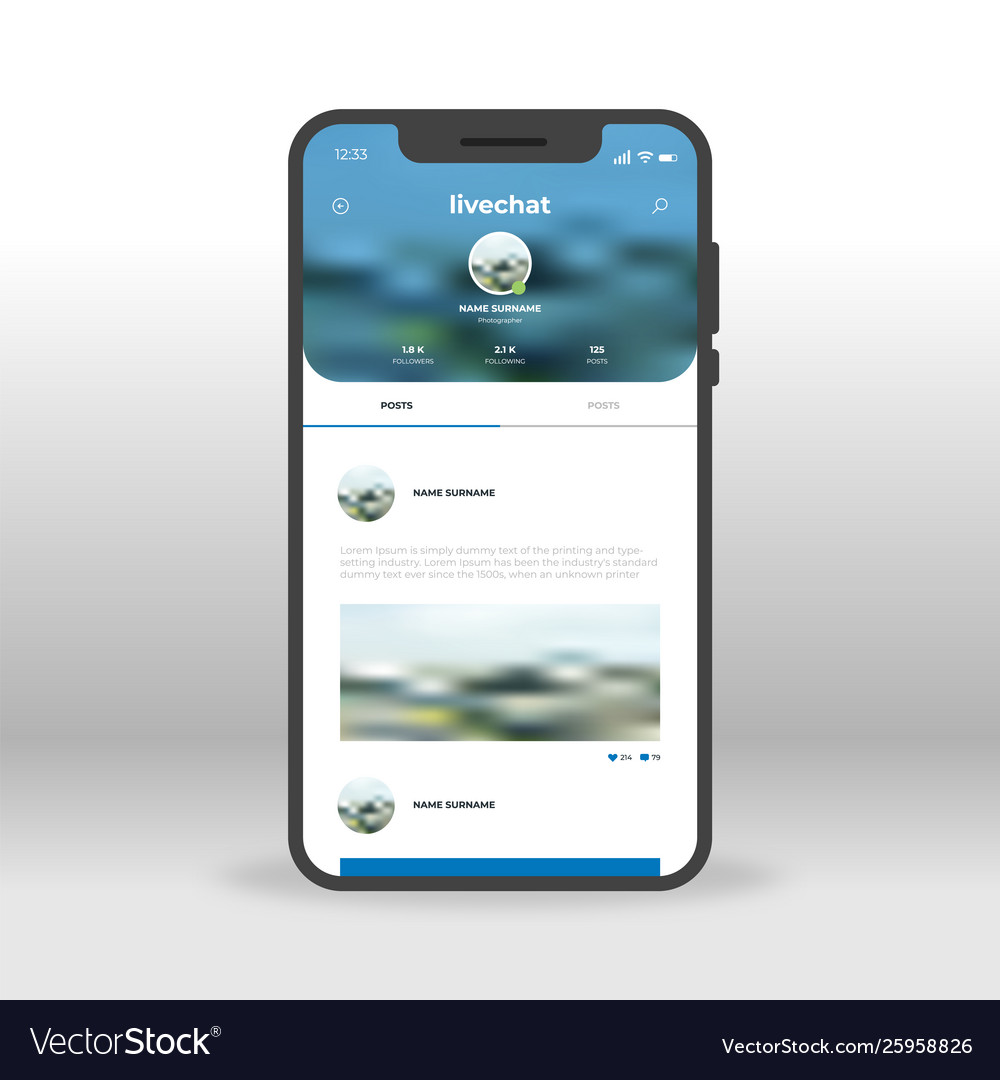 Blue Live Chat Ui Ux Gui Screen For Mobile Apps Vector Image