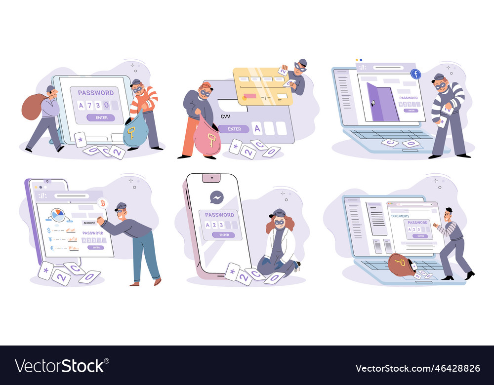 Concept of hacker attack fraud investigation vector image Concept of hacker attack fraud investigation