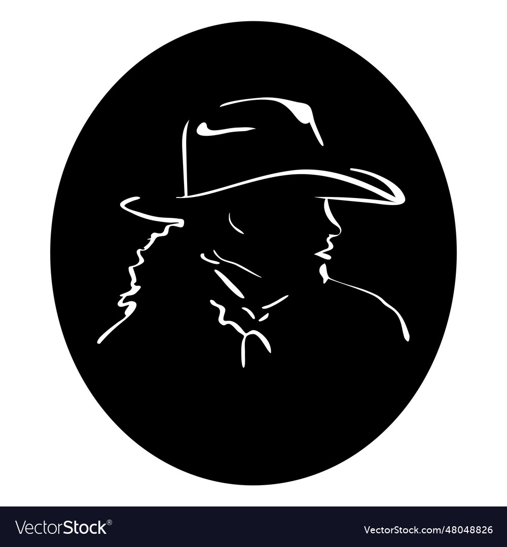 Cowgirl profile cut out Royalty Free Vector Image