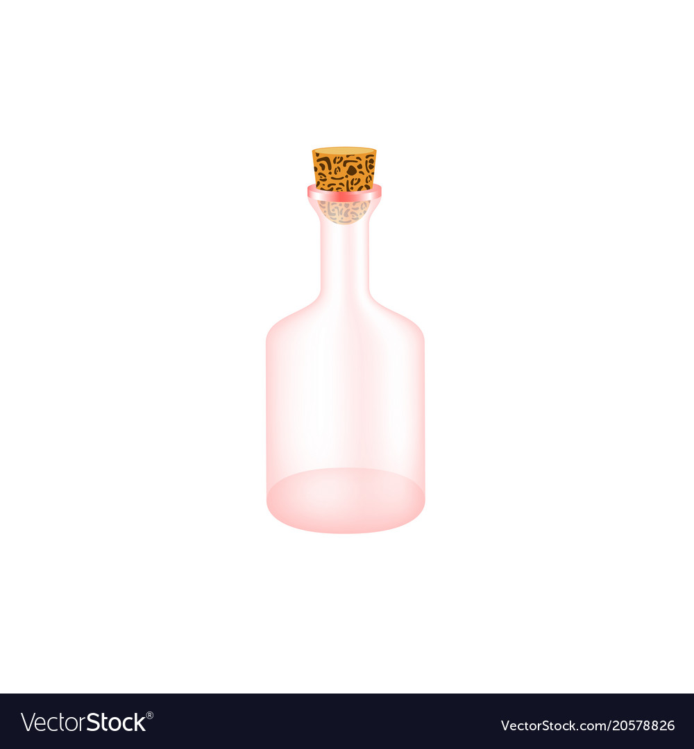 Empty bottle in red design with cork