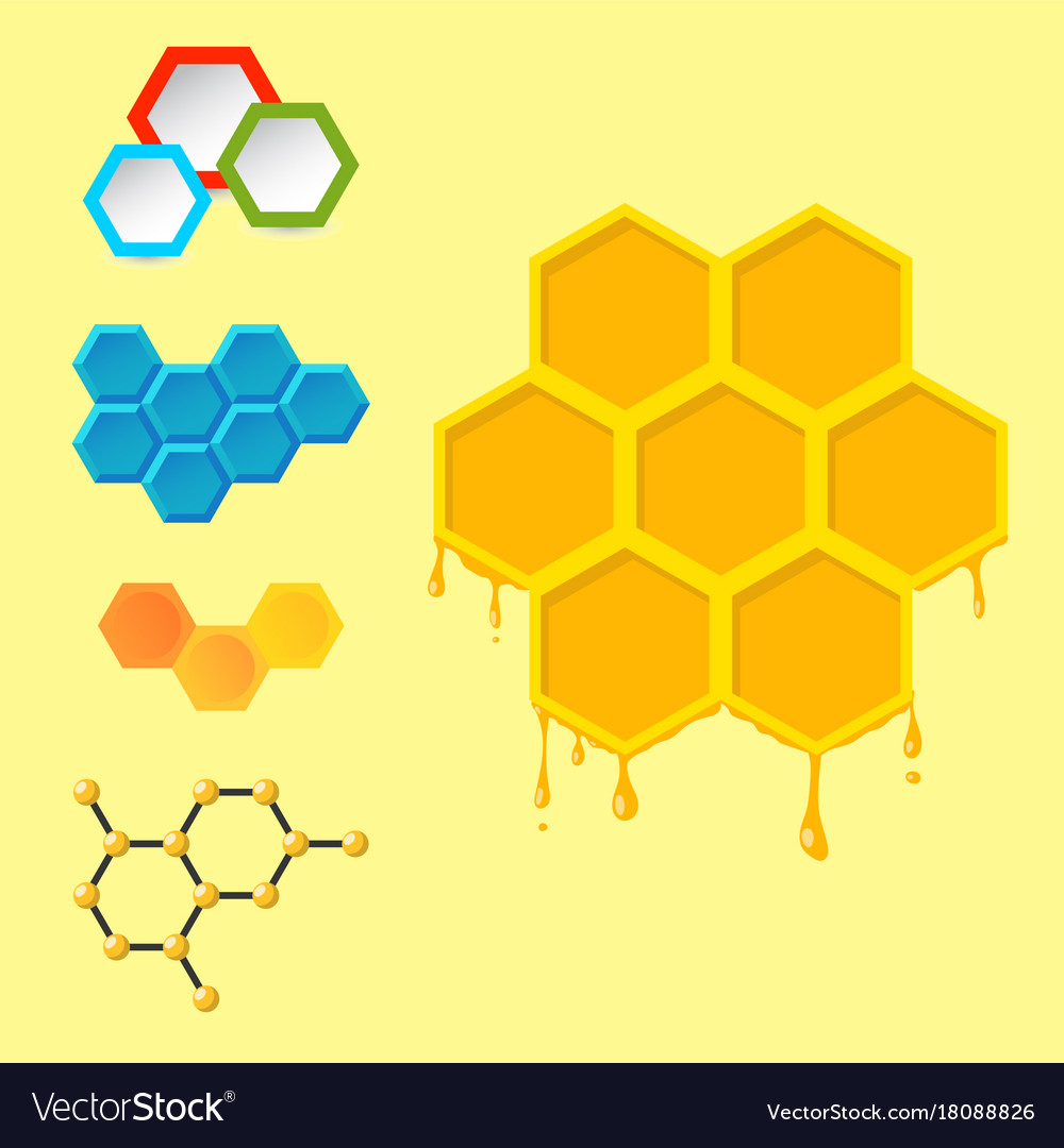 Linear hexagon design elements different
