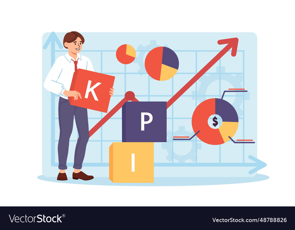 Man with kpi concept vector image Man with kpi concept