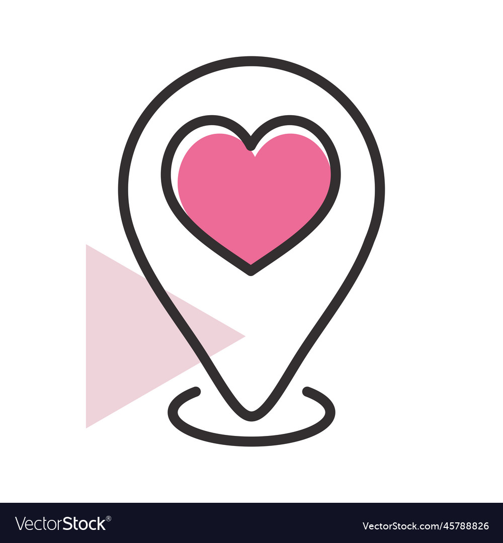 Map pointer with heart icon valentine day symbol