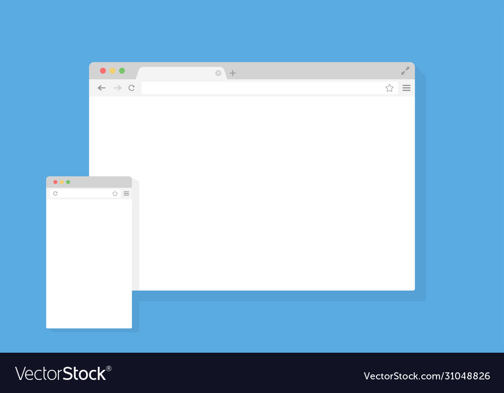 Modern Browser Window Mockup - Flat Web Page Templ vector image Modern Browser Window Mockup - Flat Web Page Templ
