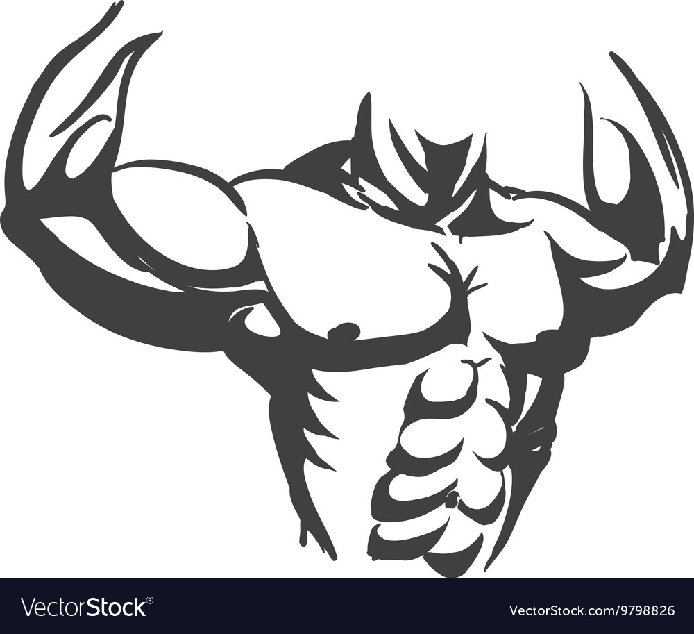 Muscle man icon bodybuilder design