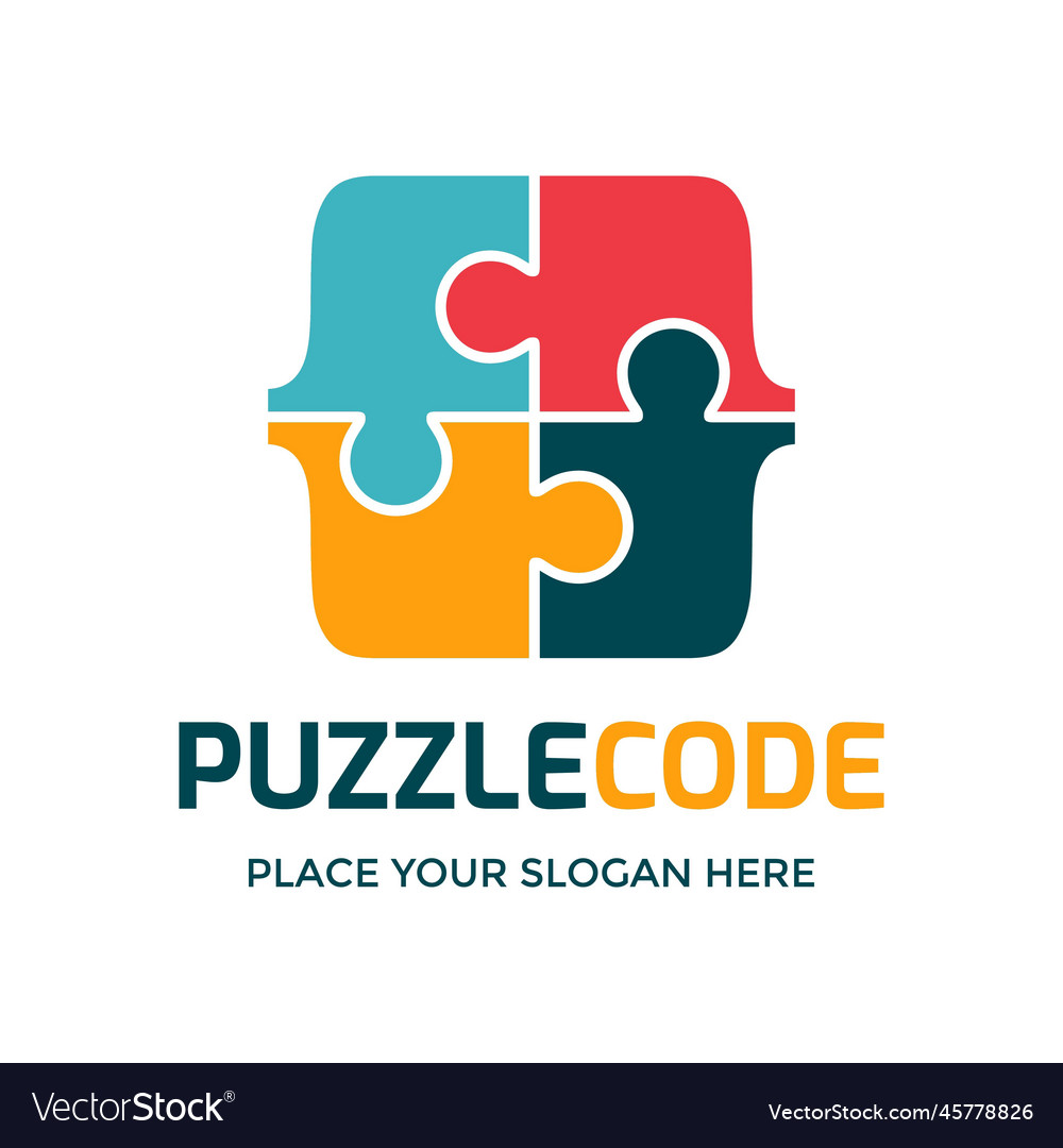 Puzzle code logo vector image Puzzle code logo
