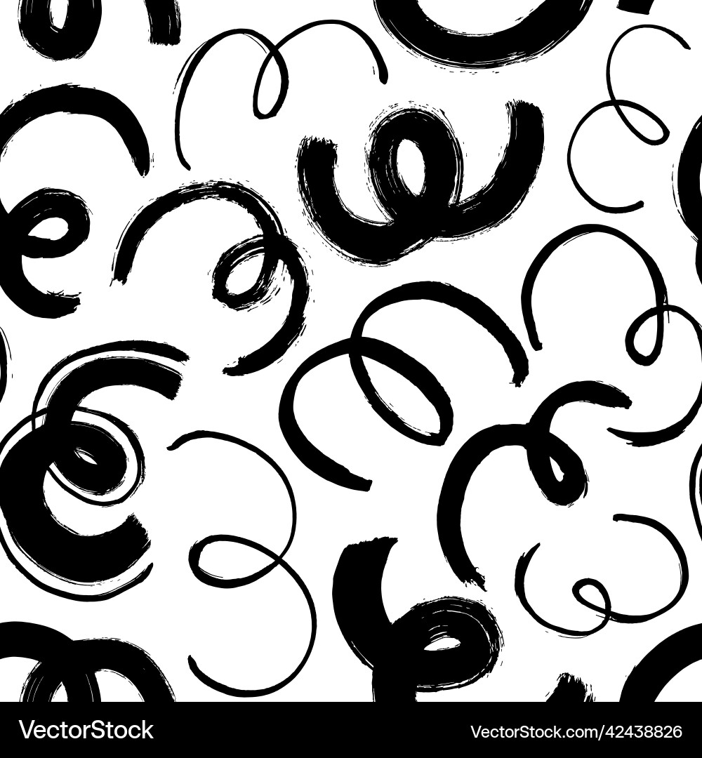 Random curved black lines and wavy brushstrokes Vector Image