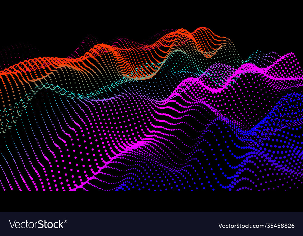 Sea waves from node hud data dots flow research Vector Image Sea waves from node hud data dots flow research