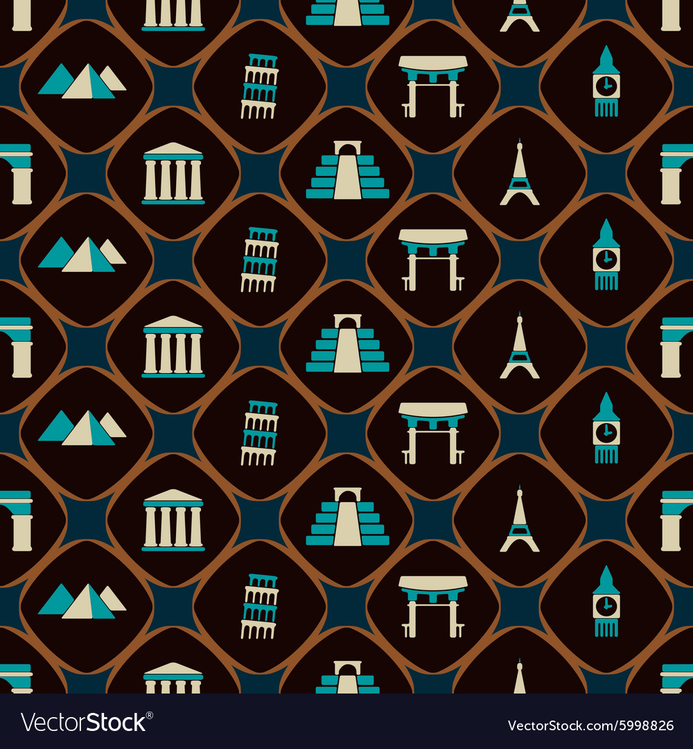 Seamless background with architectural monuments