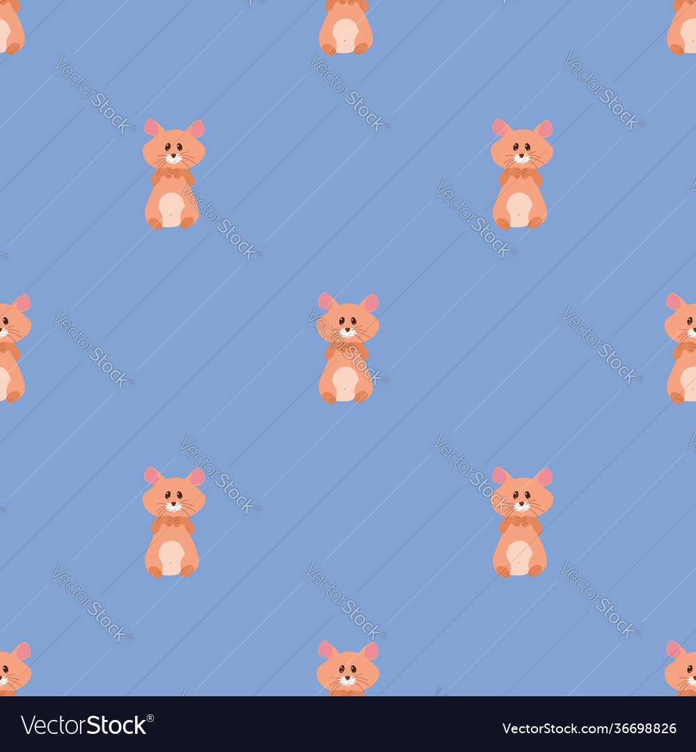 Seamless pattern with hamsters on a blue