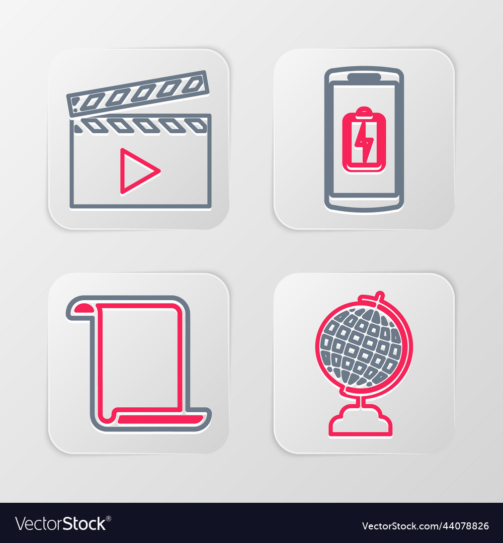 Set line download inbox paper scroll smartphone vector image Set line download inbox paper scroll smartphone