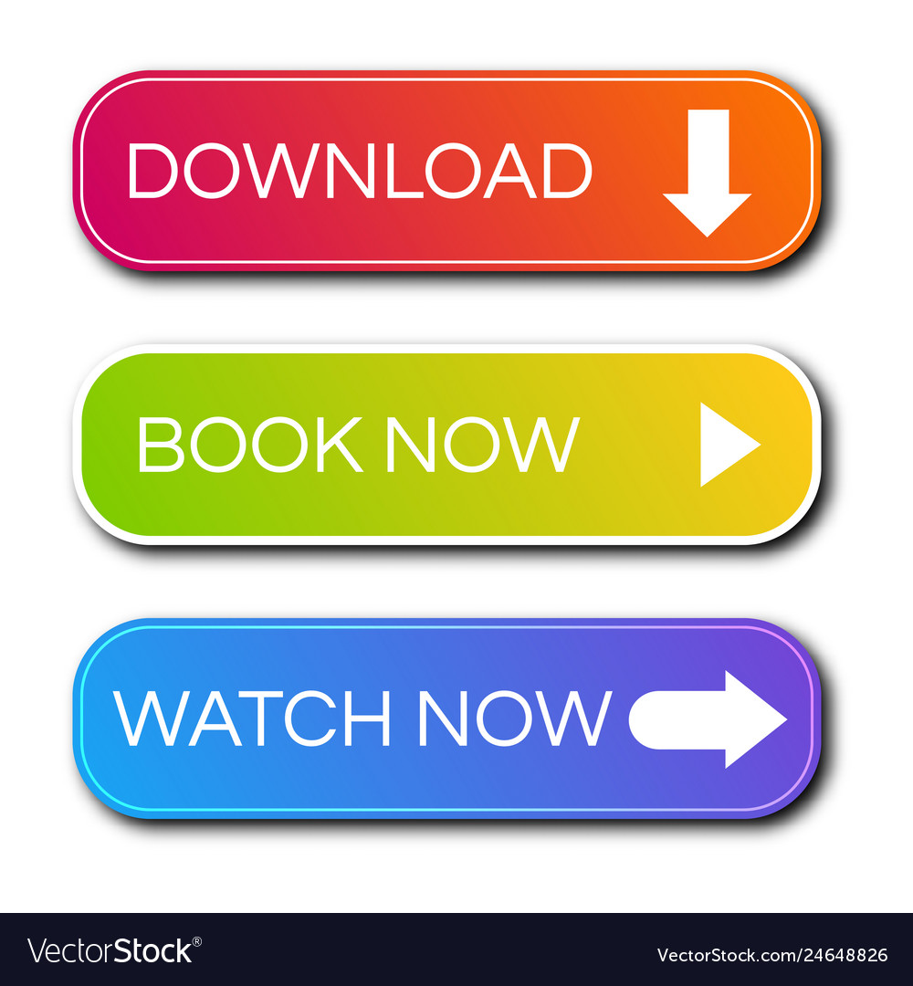 Set of three modern gradient buttons with shadows vector image Set of three modern gradient buttons with shadows
