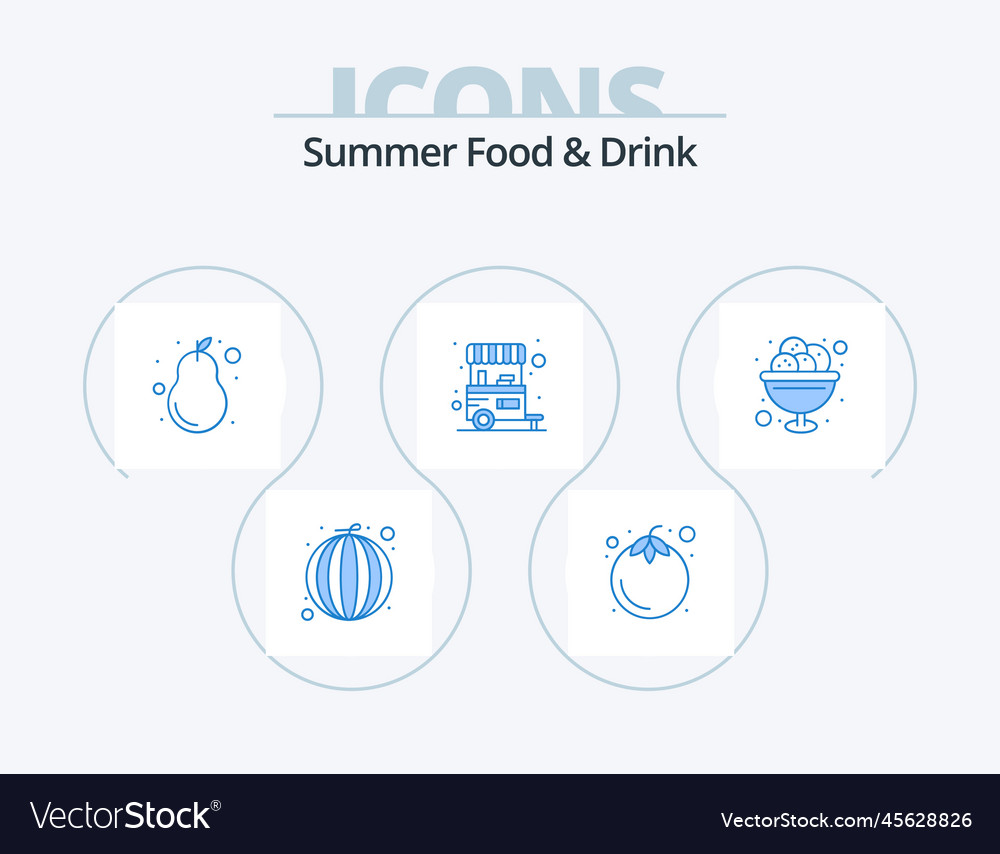 Summer food and drink blue icon pack 5