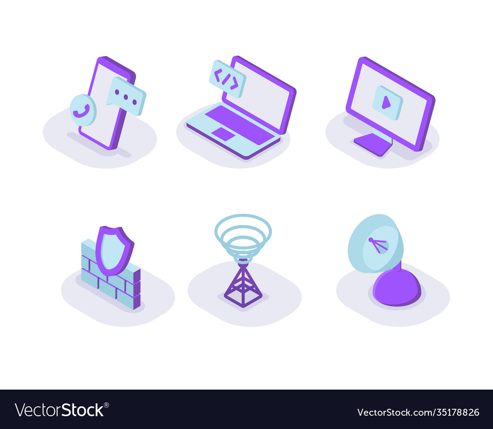 Technology computer internet isometric icon vector image Technology computer internet isometric icon