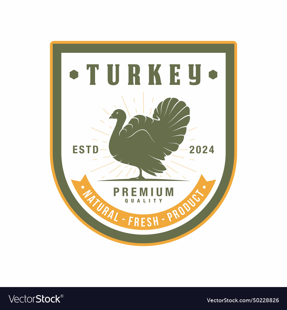 Turkey farm emblem logo design Royalty Free Vector Image