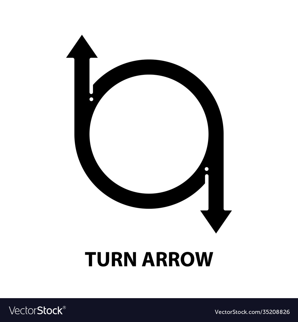 Turn arrow icon black sign with editable