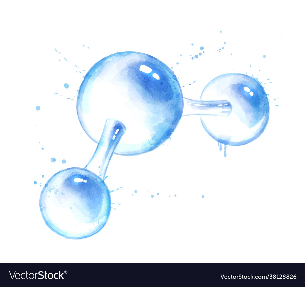 Watercolor h2o molecule Royalty Free Vector Image