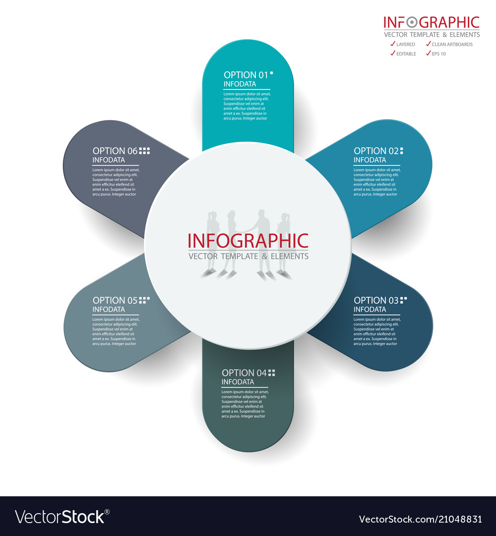 Abstract element infographics 6 option design vector image Abstract element infographics 6 option design