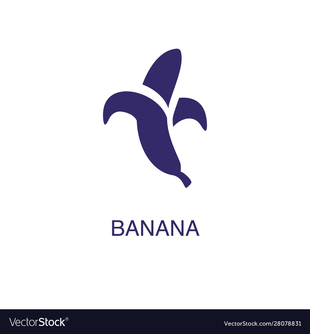 Banana element in flat simple style on white