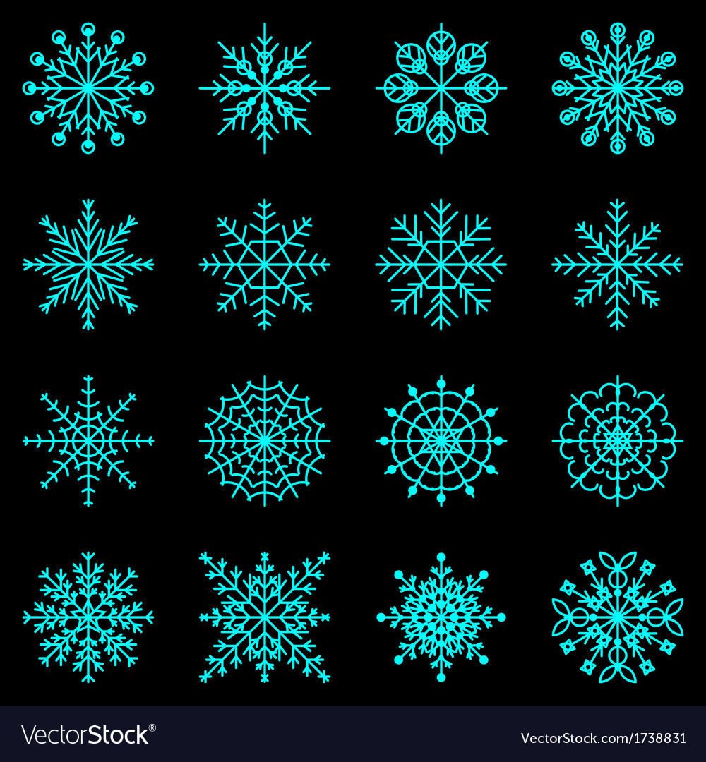 Create snowflake icons on black background Vector Image