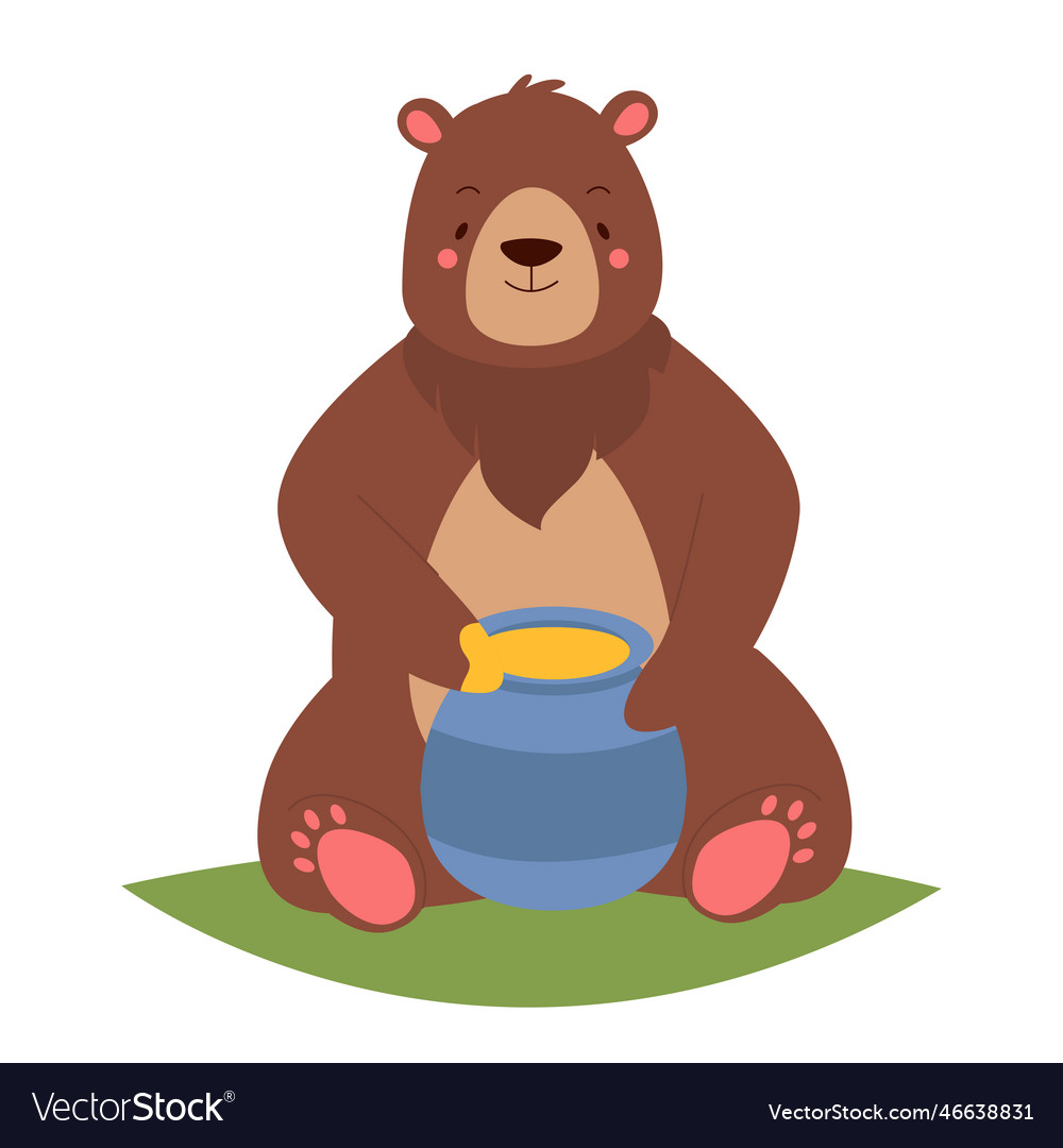 Cute bear eating honey Royalty Free Vector Image