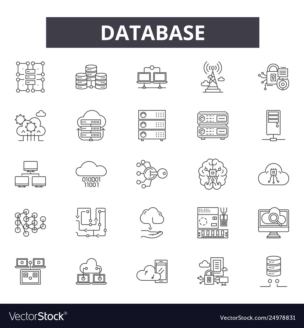 Database line icons signs set outline