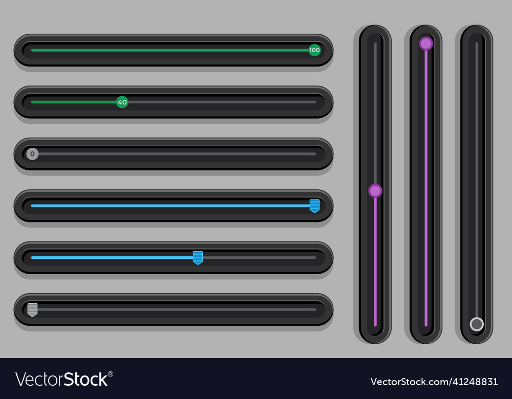 Flat design ui sliders set vector image Flat design ui sliders set