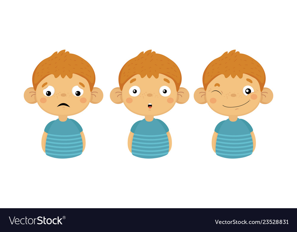 Flat set of boy character showing different vector image Flat set of boy character showing different
