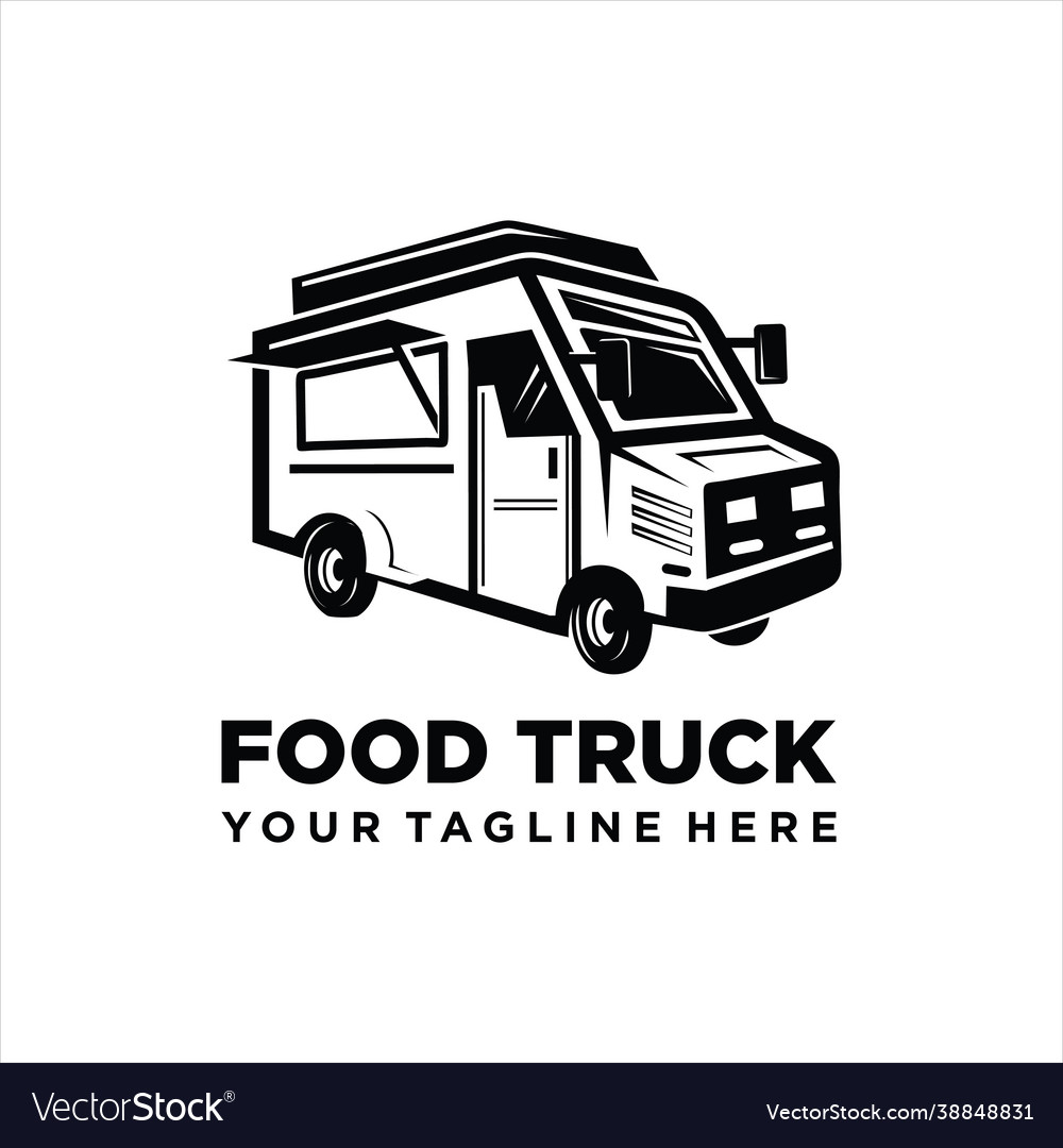 Food truck logo template street cart Royalty Free Vector