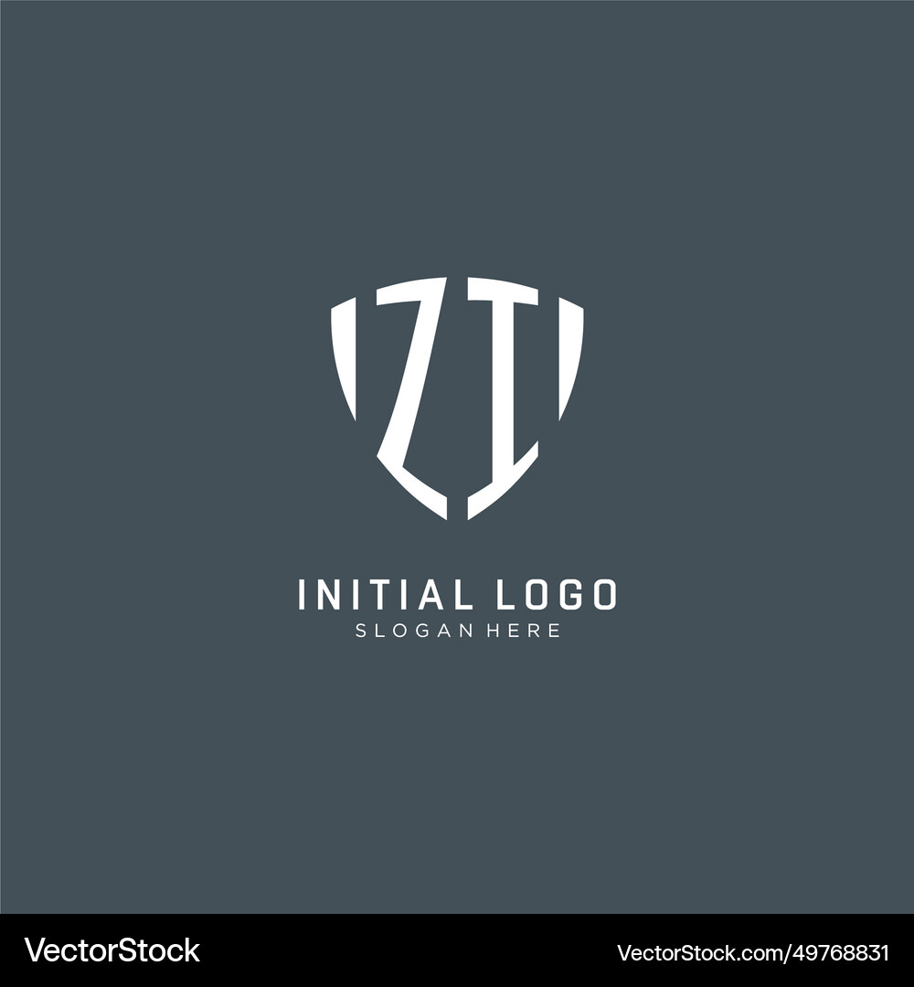 Initials zi logo shield guard shape creative – Royalty-Free Vector ...
