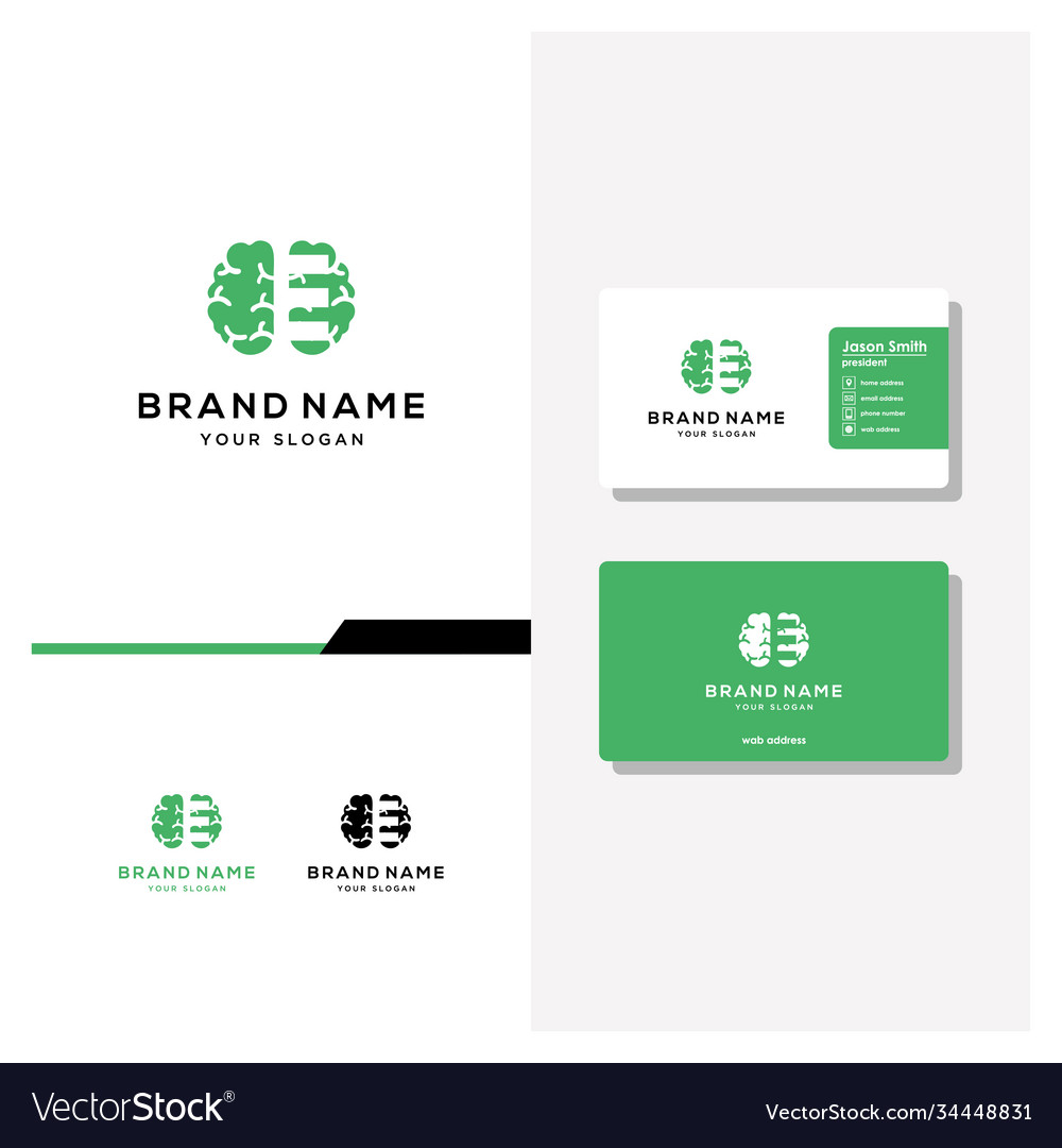 Letter e brain logo design and business card