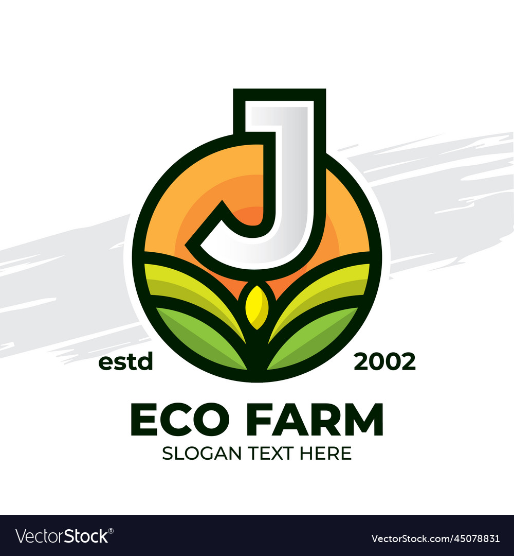 Letter j farm agricultural logo badge template