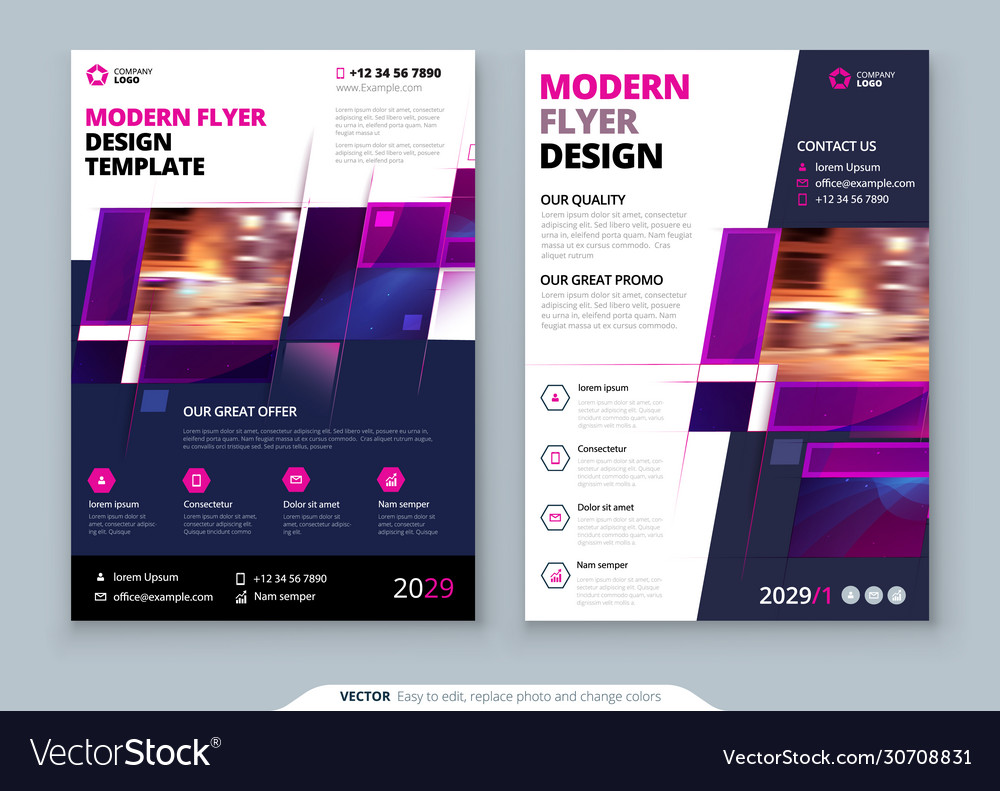 Purple flyer template layout design corporate Vector Image