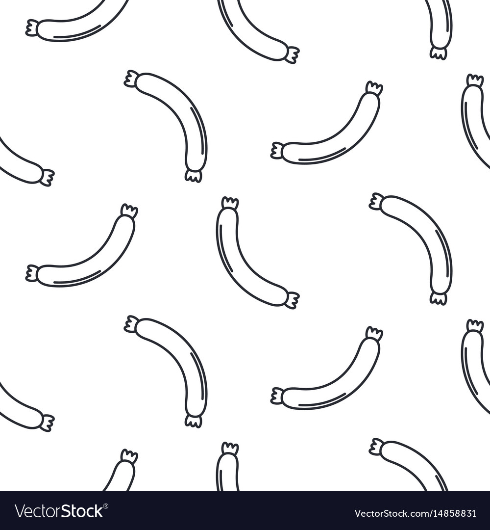 Sausage line icon seamless pattern