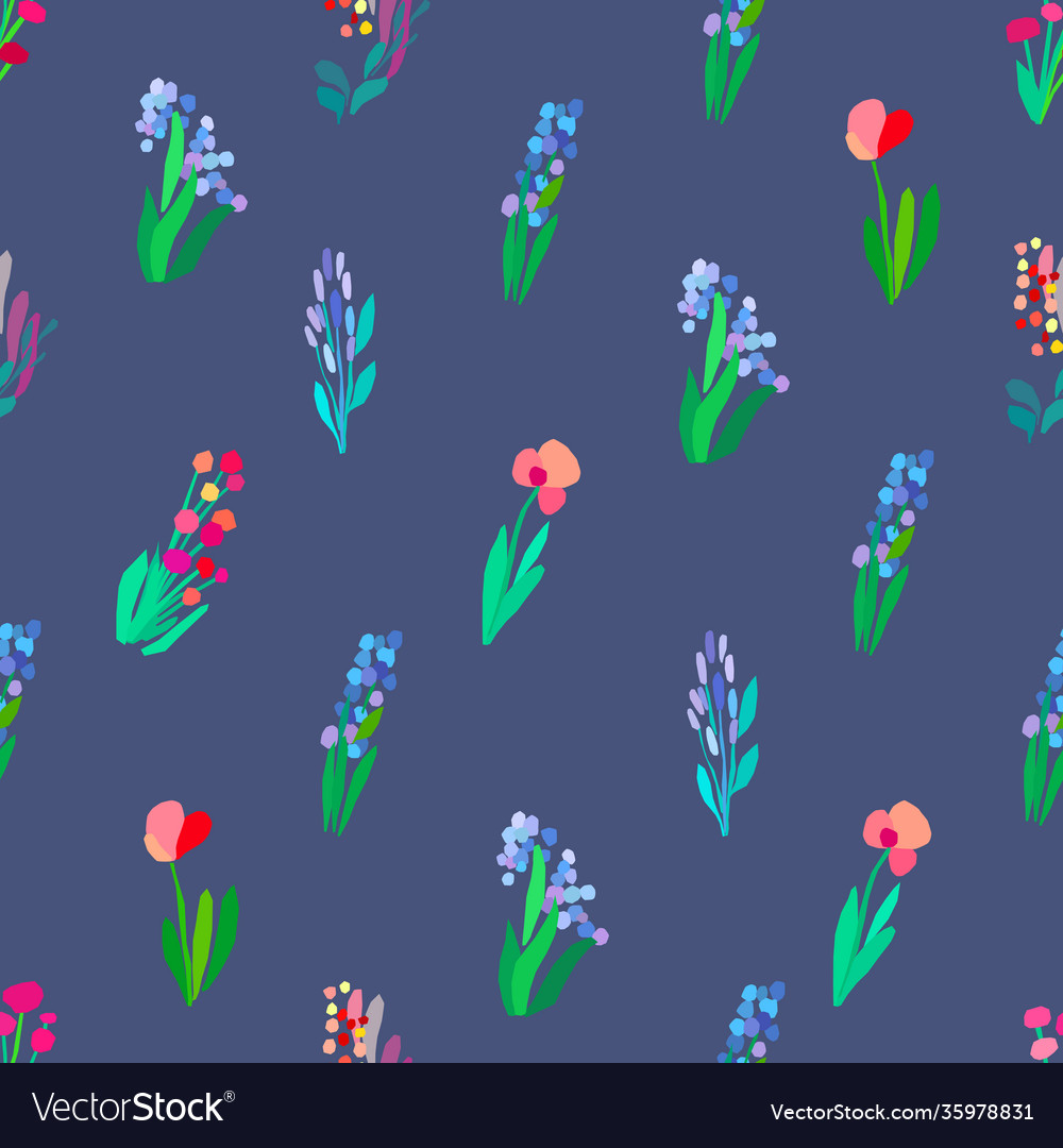 Seamless pattern with flowers plant