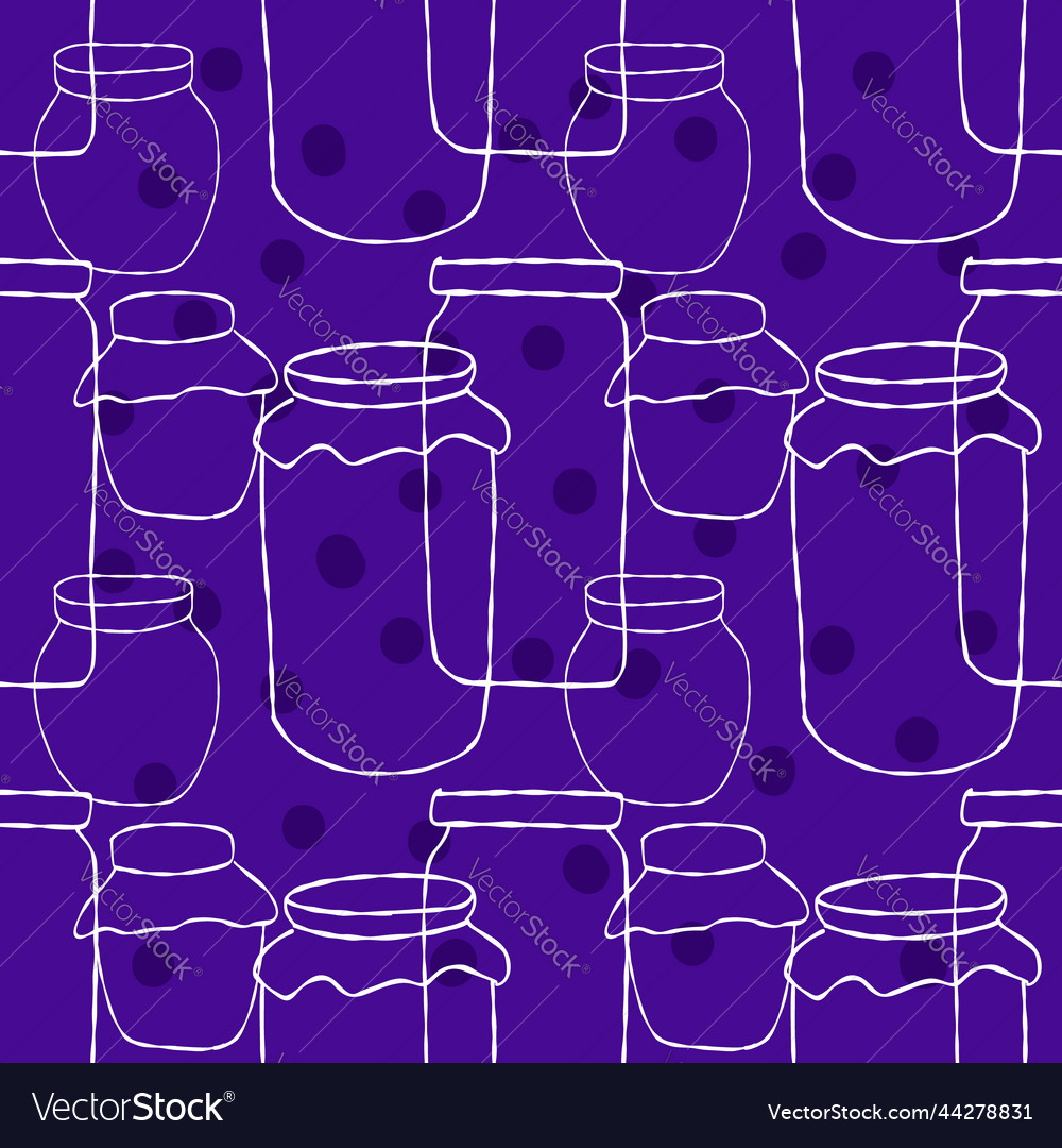 Seamless pattern with jars of jam