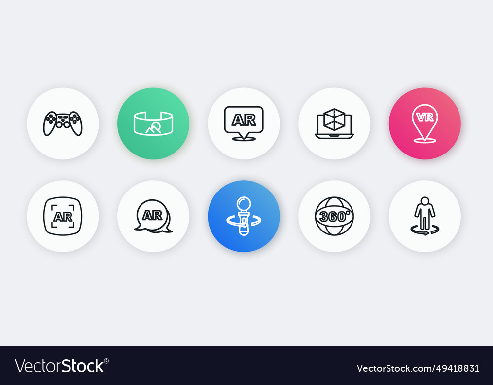 Set line vr controller game virtual reality vector image Set line vr controller game virtual reality