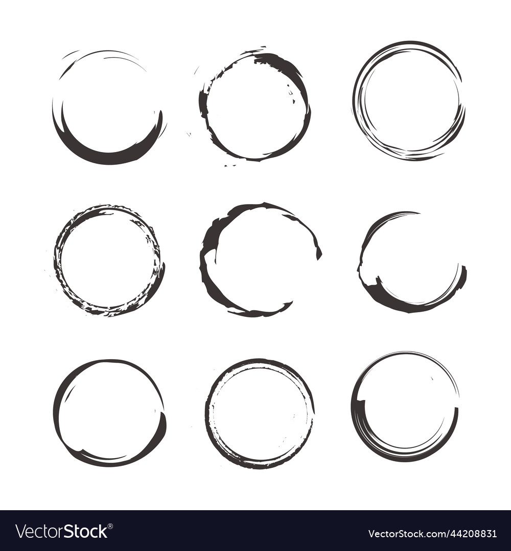 Set of black circles black spots on white Vector Image