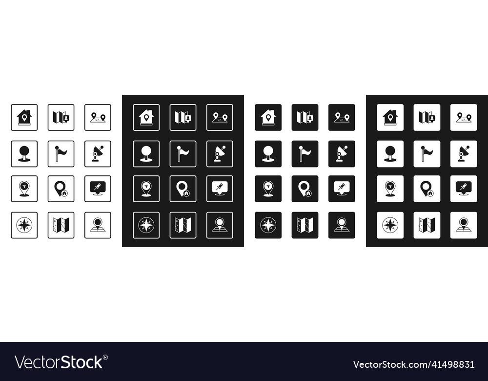 Set route location flag push pin Vector Image Set route location flag push pin