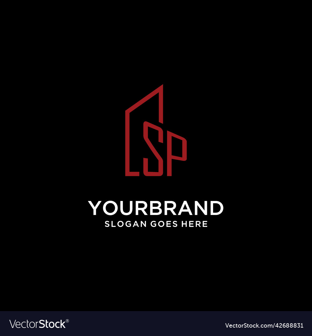 Sp initial monogram with building logo design Vector Image Sp initial monogram with building logo design