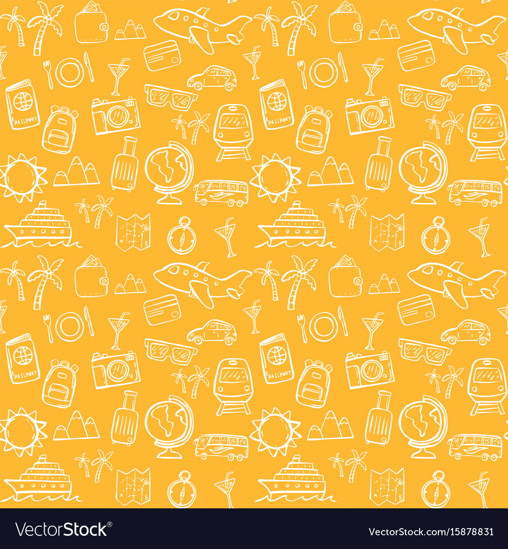 Travel seamless pattern background set