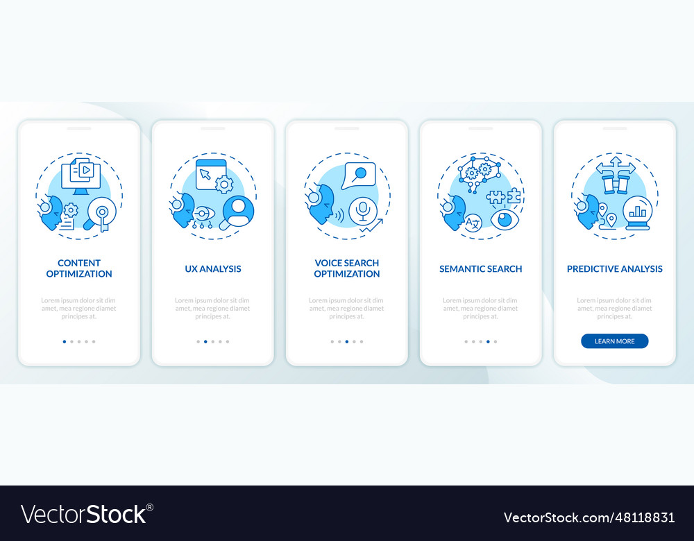Walkthrough ai for seo with linear icons concept vector image Walkthrough ai for seo with linear icons concept