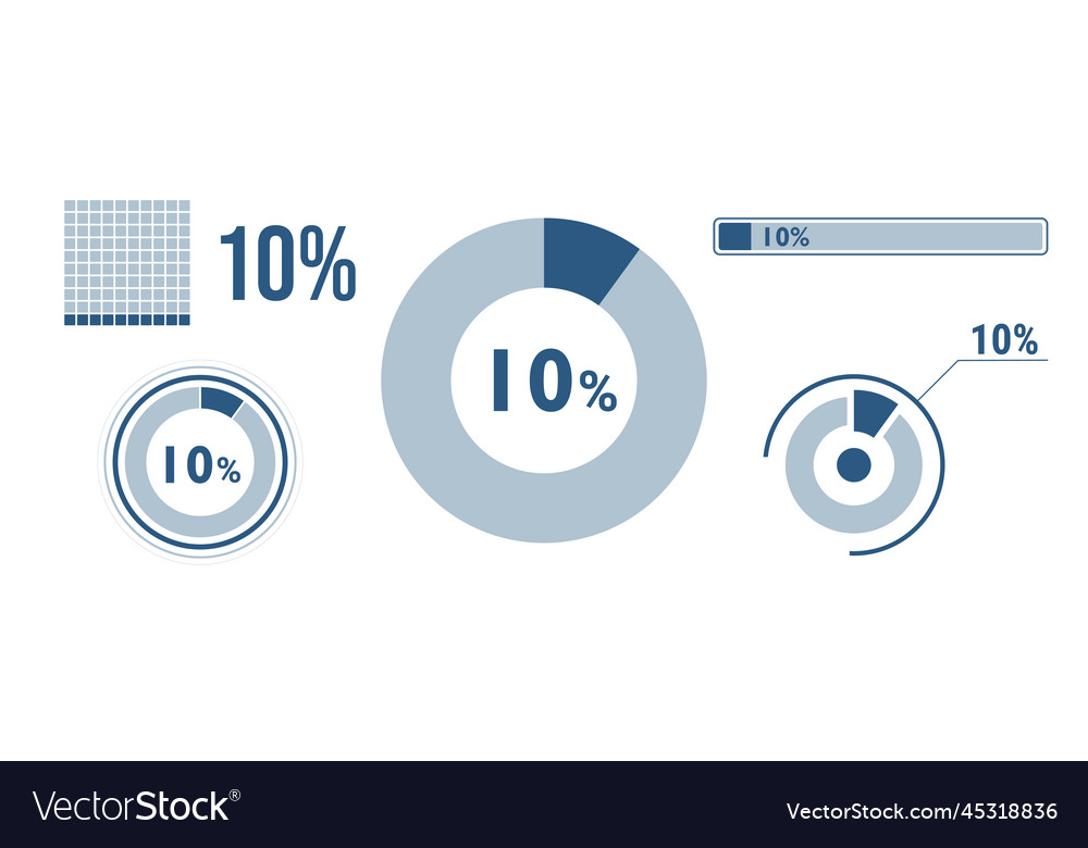 10 percentage infographic set ten circle diagram