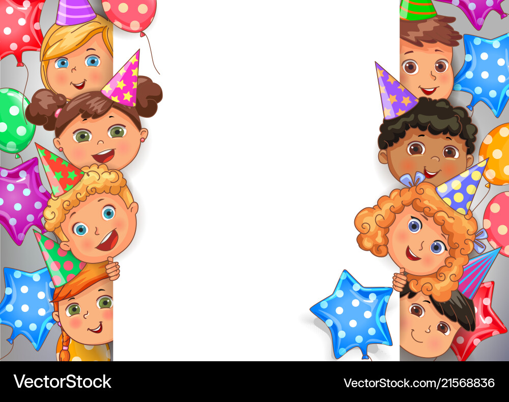 Birthday Design Banner White Blank With Faces Vector Image