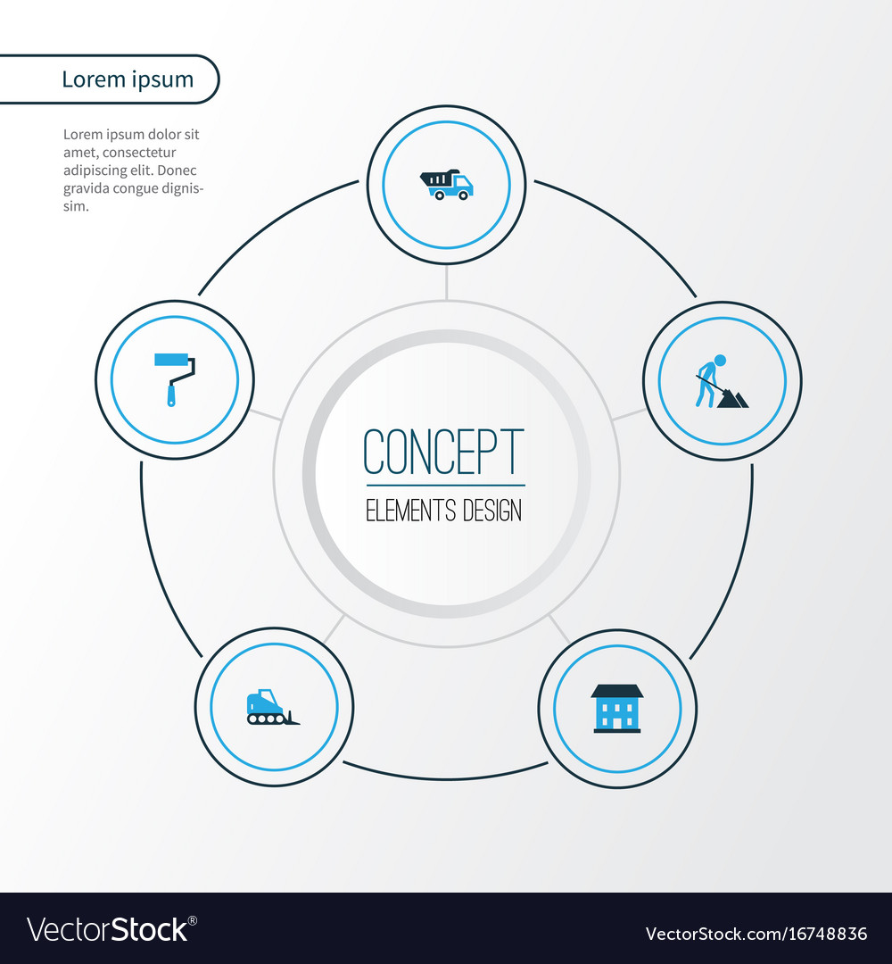 Building colorful icons set collection of tip