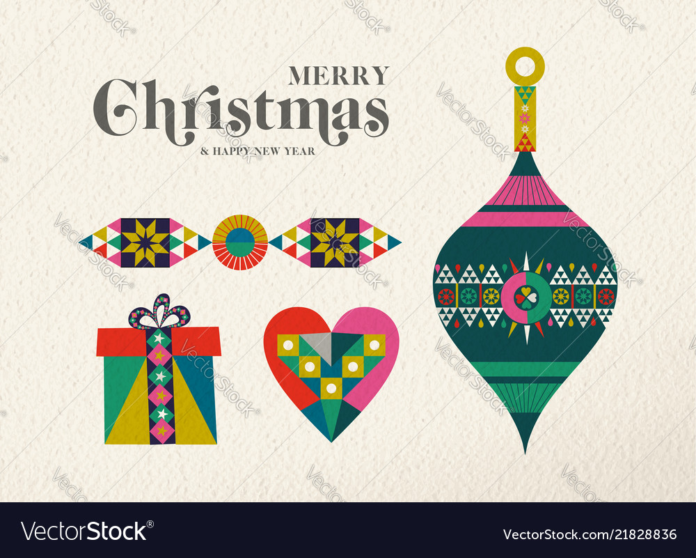 christmas and new year retro holiday ornament card retro holiday