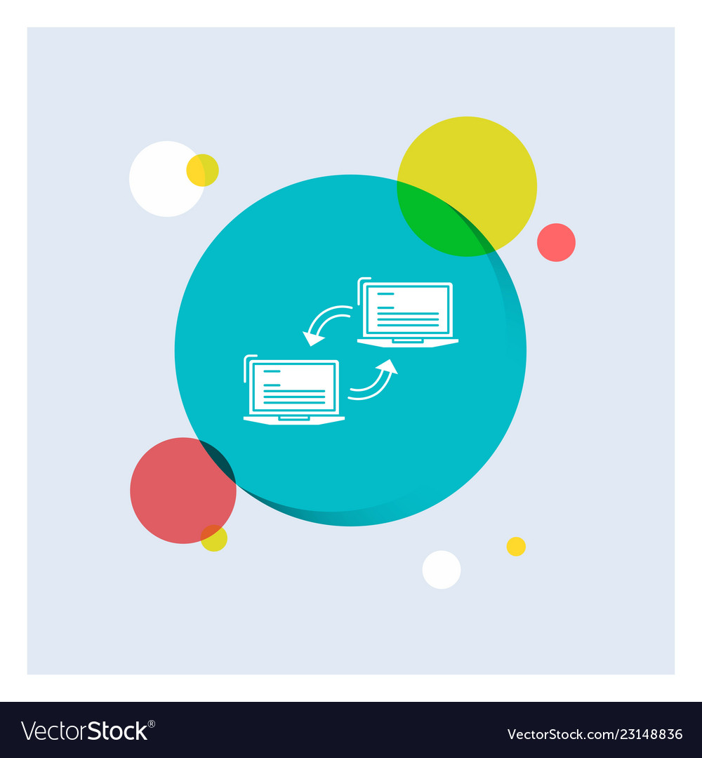 Computer connection link network sync white glyph vector image Computer connection link network sync white glyph